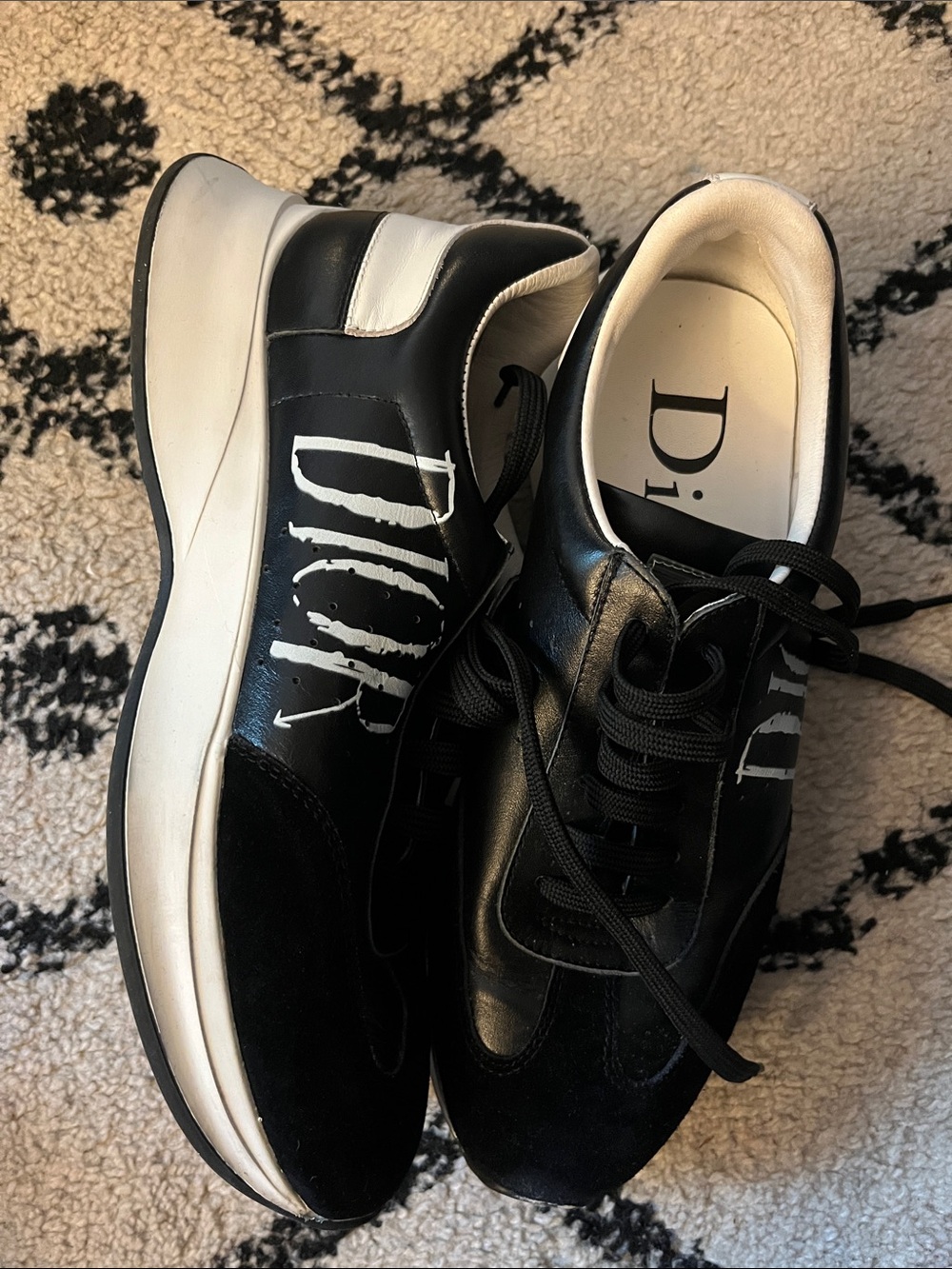 Dior Black & White Logo Men’s Leather Suede Sneakers